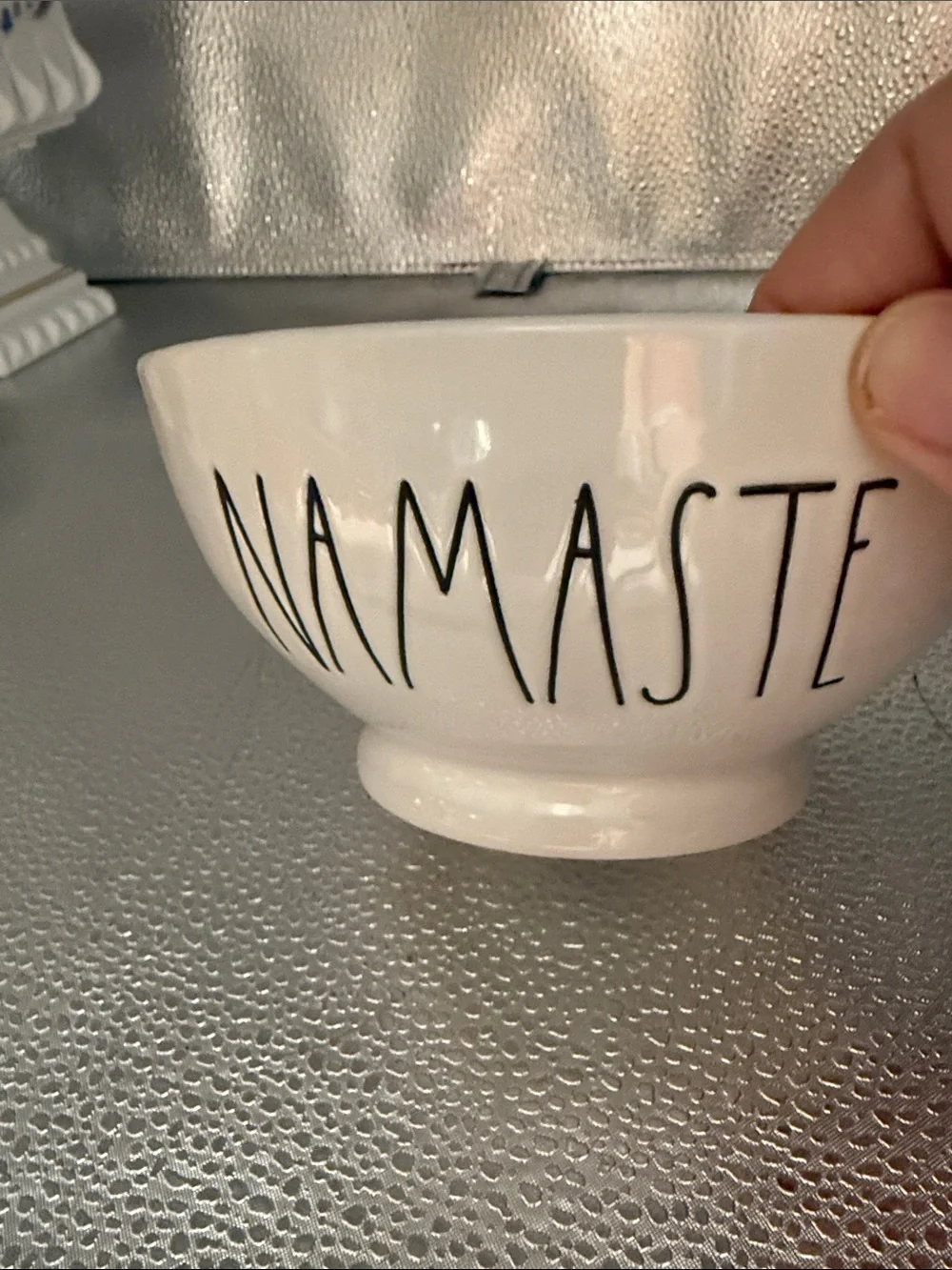 White Namaste Ceramic Bowl - Home Art